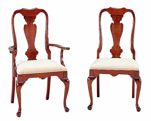 Cherry Wood Queen Anne Dining Room Chairs